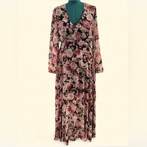 Bardot Pink and Cream Floral Long Sleeve Dress